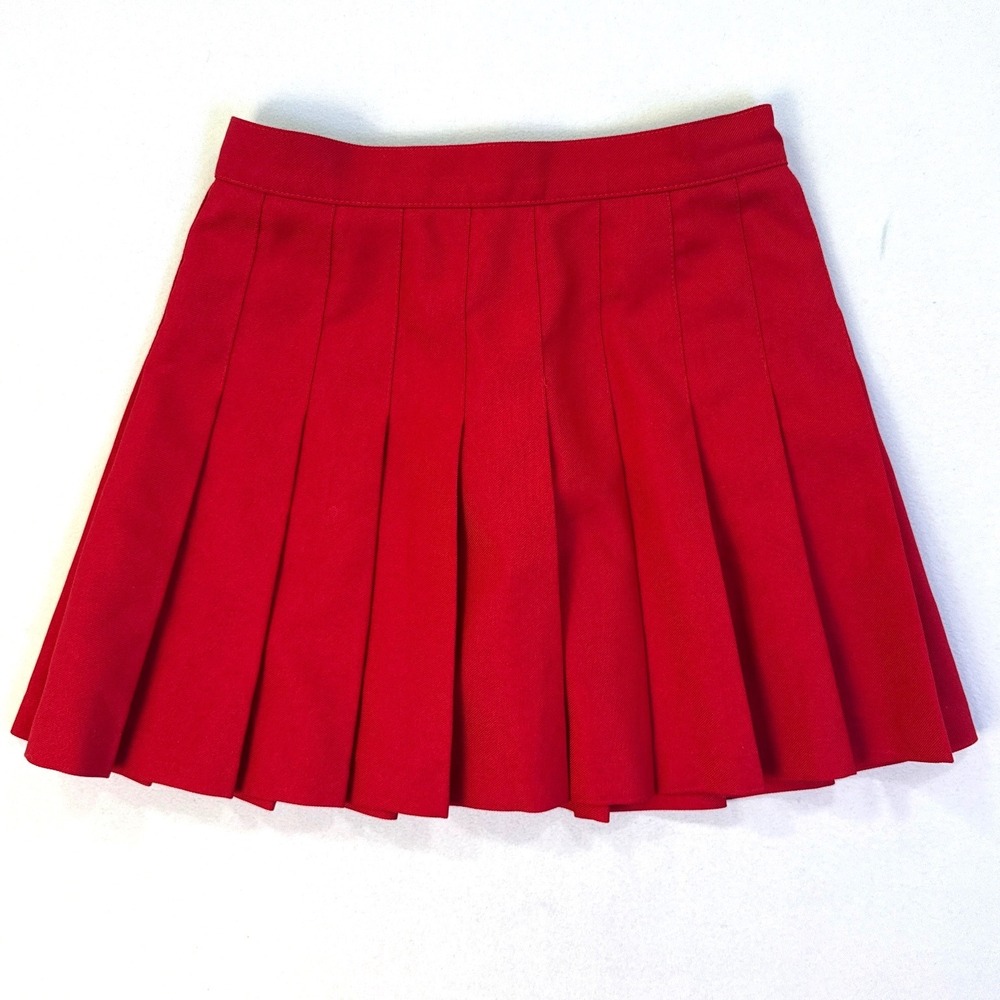 American Apparel Red Pleated Tennis Skirt High Waisted Mini Size S Made in USA
